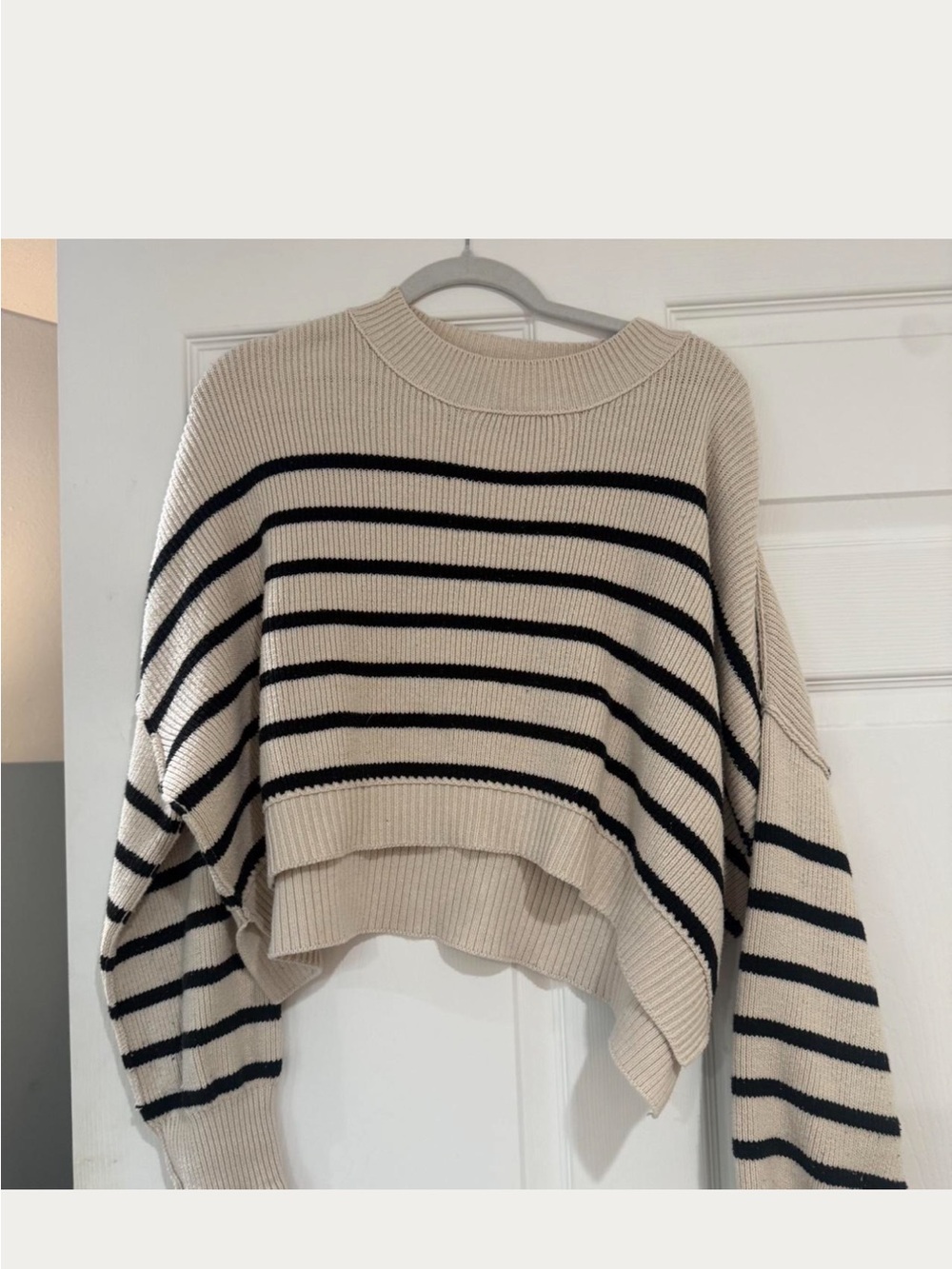 Free people Classic Striped Crewneck Sweater - Cream/Black